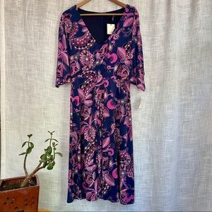 NEW Trina Turk Wrap Style Purple Paisley Floral Dress